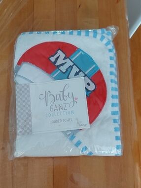 GANZ Baby Hooded Towel in White, Blue & Red